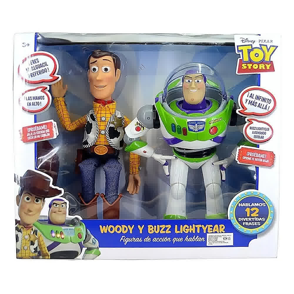 Woody y Buzz Lightyear · figuras de acción que hablan (pack de 2, 12 frases)